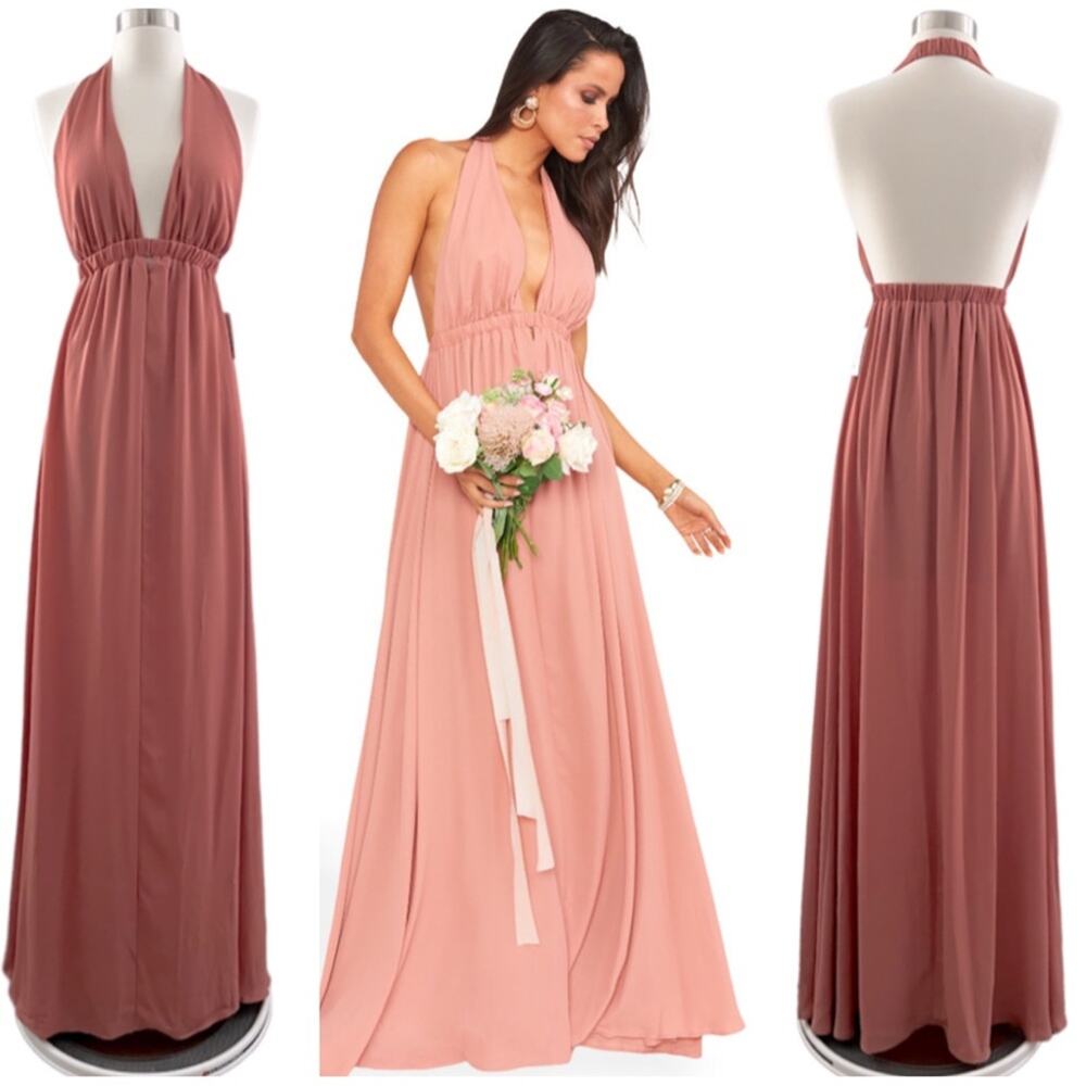 Show Me Your Mumu Luna Halter Maxi Dress XS Rustic Mauve Formal Prom Wedding NEW